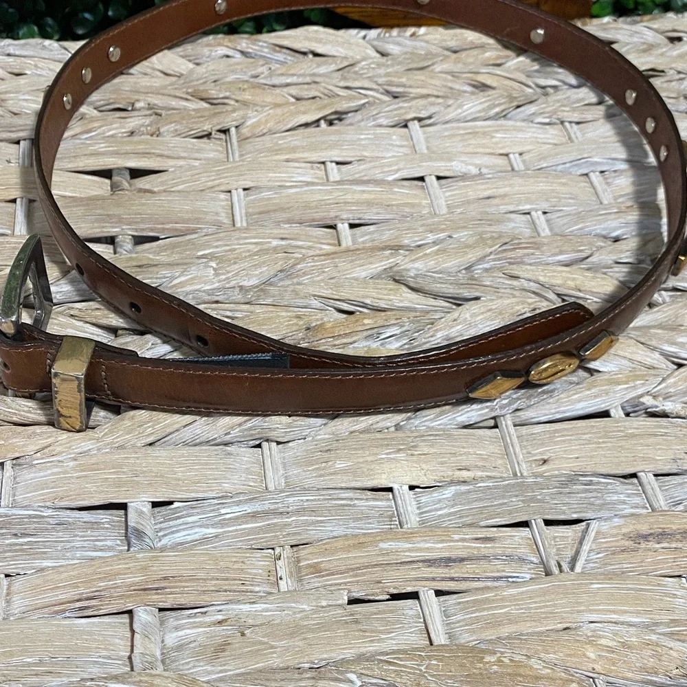 Brighton Brown Leather Belt with Gold Buckle